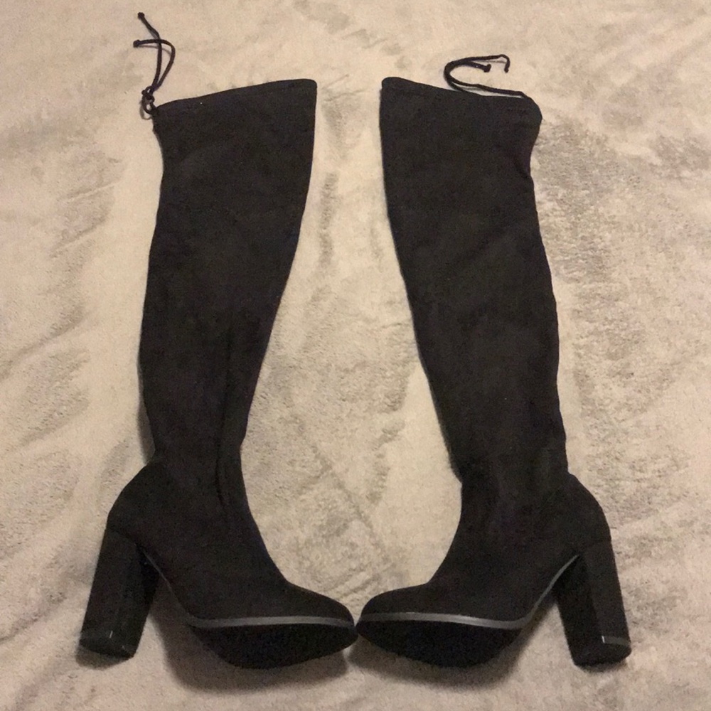 Black thigh high boots size 6